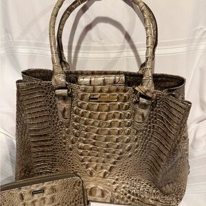 Brahmin Crocodile Embossed Brown Tote